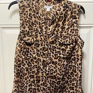 Old Navy Leopard Print Button Up Sleeveless Top Size M